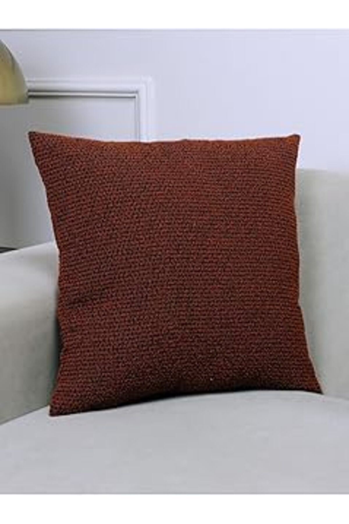 karadağsb Vanilla Home Kiremit Renkli Jakar Desenli 45X45 Kare Kırlent Kılıfı 45 X 45
