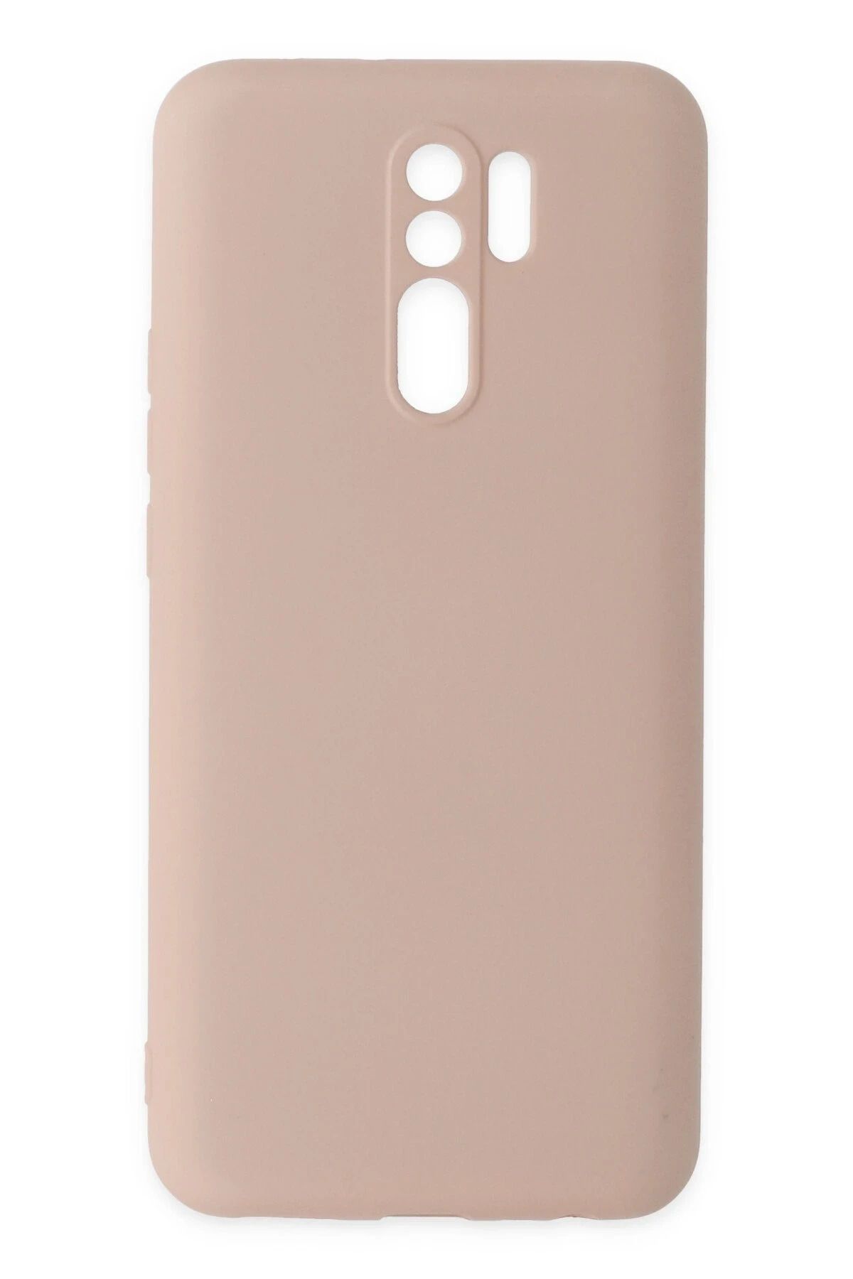 NewFace Xiaomi Redmi 9  Uyumlu Kılıf Nano içi Kadife Silikon - Pudra BSTMY