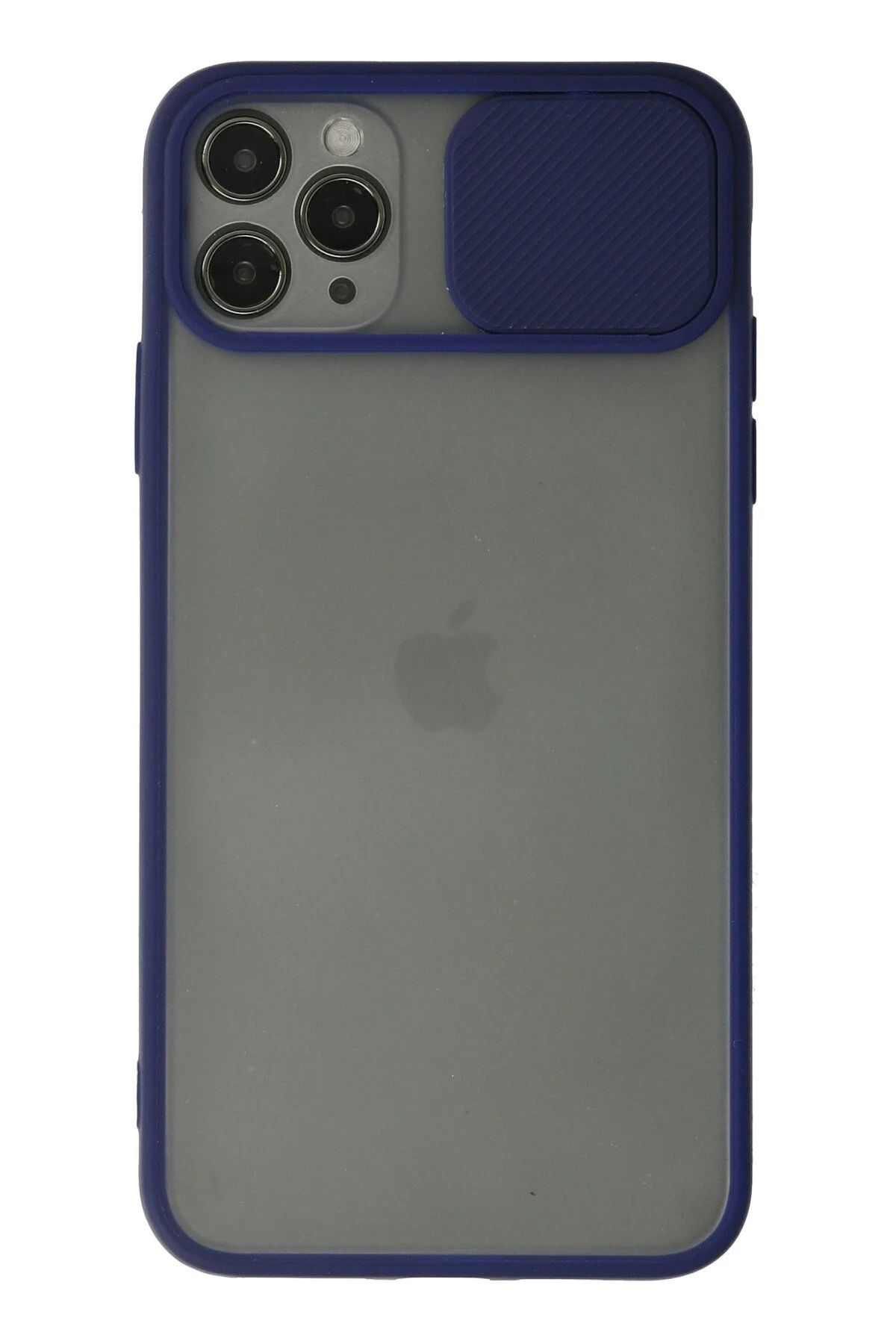 NewFace iPhone 11 Pro Max Kılıf Palm Buzlu Kamera Sürgülü Silikon - Lacivert NRMSA