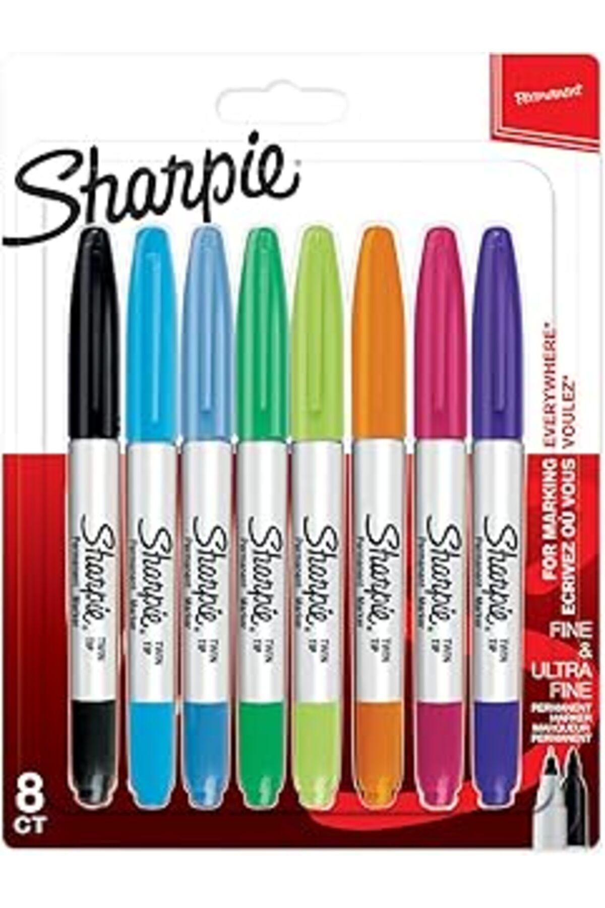 Pazarcan Sharpie Twin Tip Permanent Markör, 8'Li Karışık Paket
