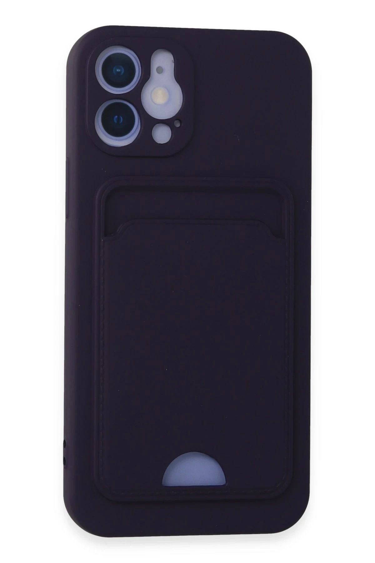 NewFace iPhone 12 Kılıf Kelvin Kartvizitli Silikon - Derin Mor JOJUA