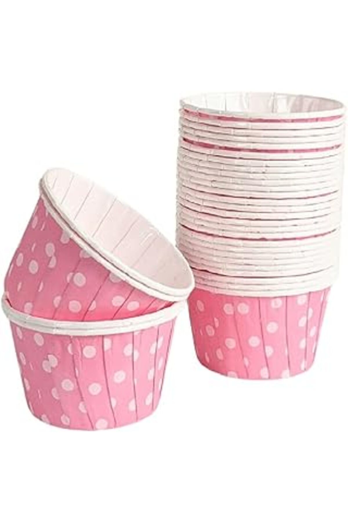 Pazarcan Kullan At Market Km-Pku-0216 Puantiyeli Muffin Kek Kapsülü 25'Li, Pembe