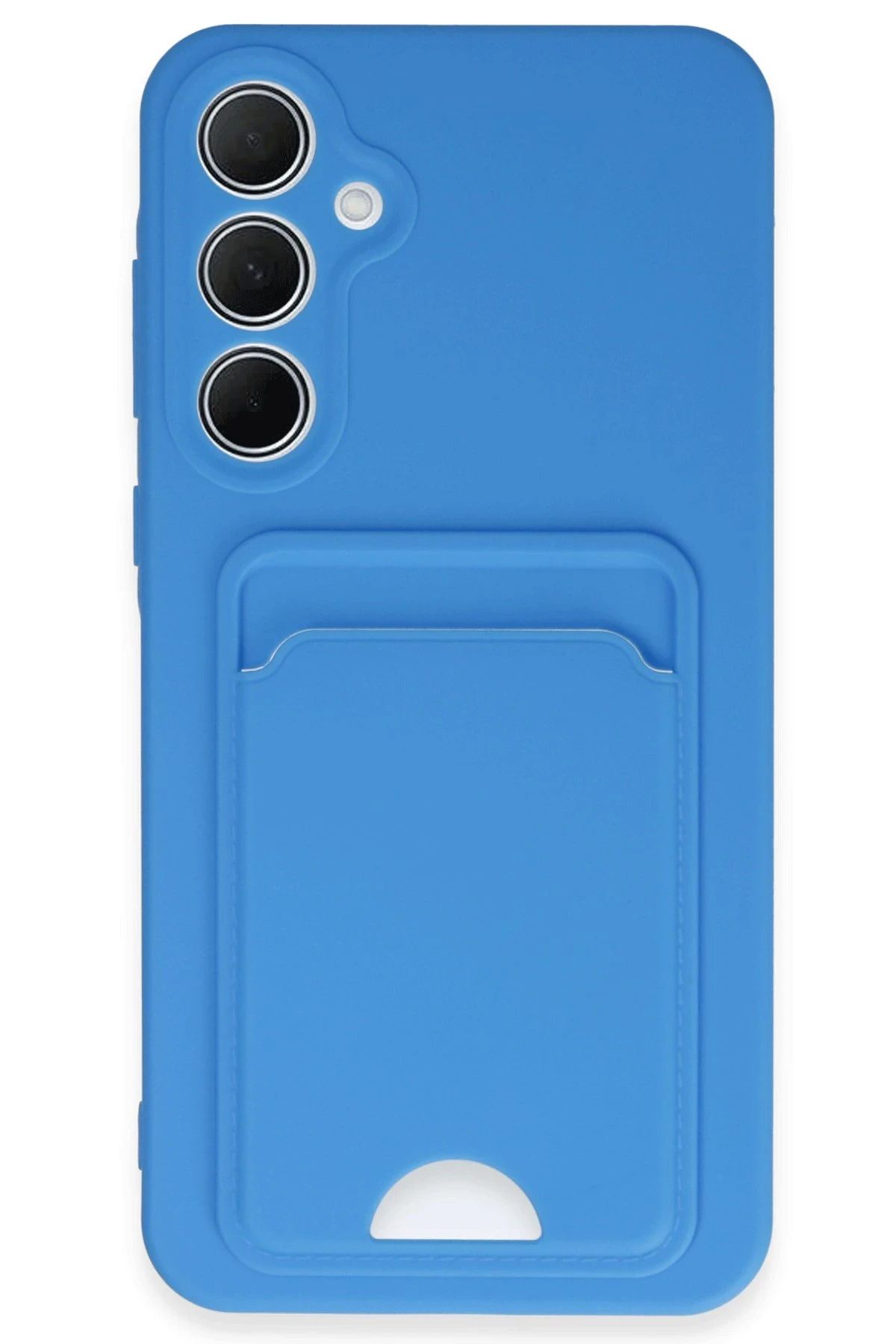 NewFace Samsung Galaxy A35 5G Kılıf Kelvin Kartvizitli Silikon - Mavi HNZRN