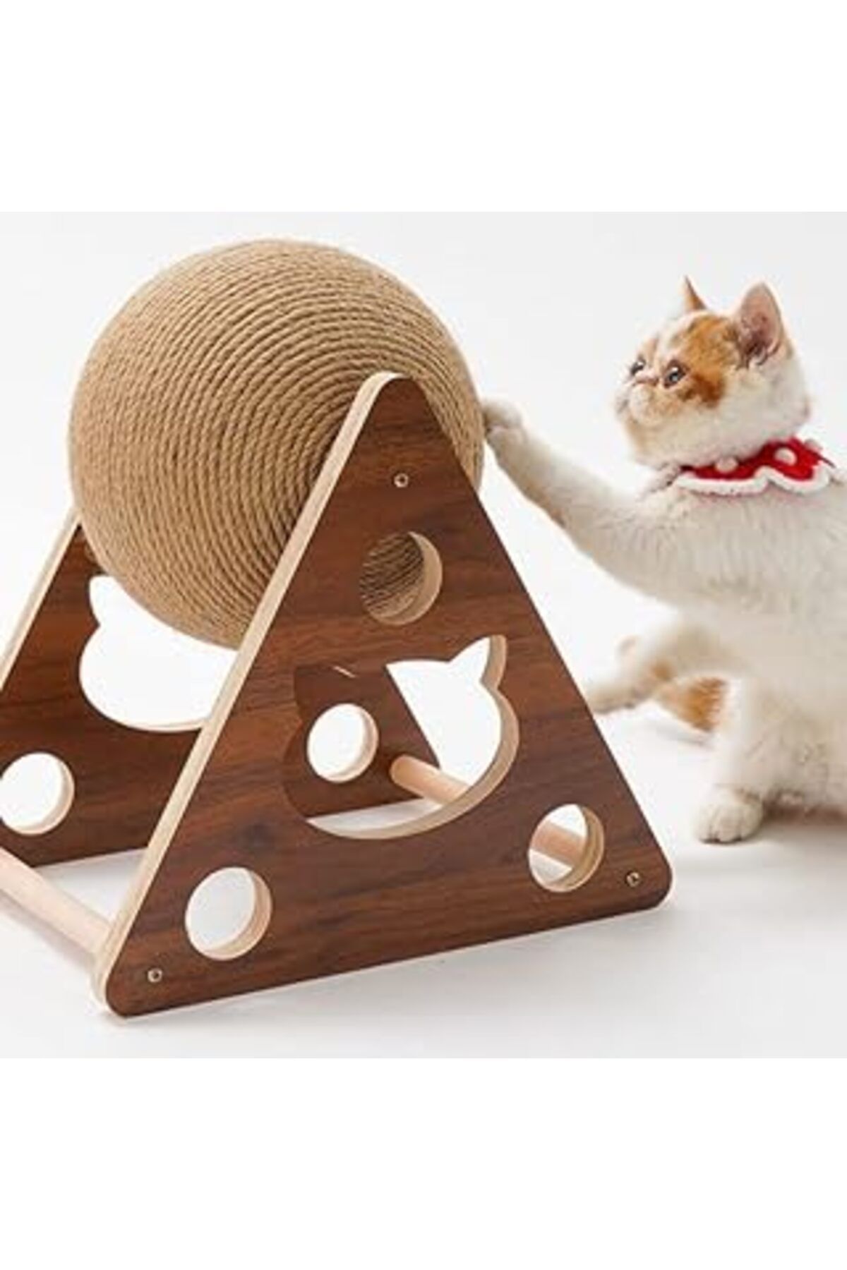 karadağsb Tineke Ahşap İpli Kedi Oyuncagi Topu Kedi Tırmalaması (Büyük Boy Tirmalama Top)