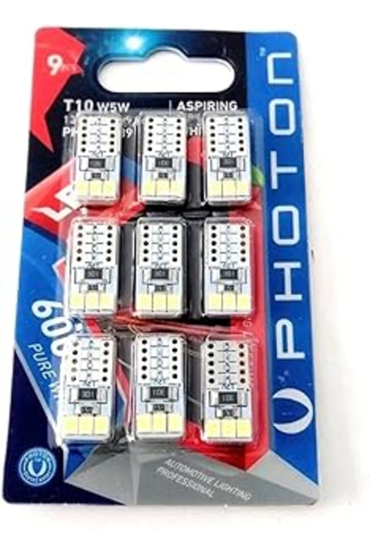 Roses Store W5W T10 Dipsiz Led Tavan Park Plaka Ampulü, 9 Adet, Beyaz