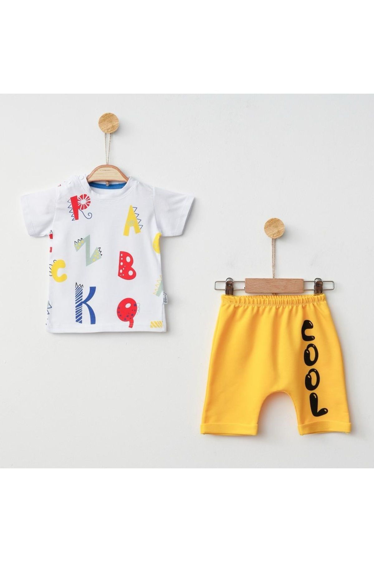 mini sempatik Erkek Bebek Tshirt Şort Takım Baskılı Tişört Şort 2'li T-shirt Şort Takım