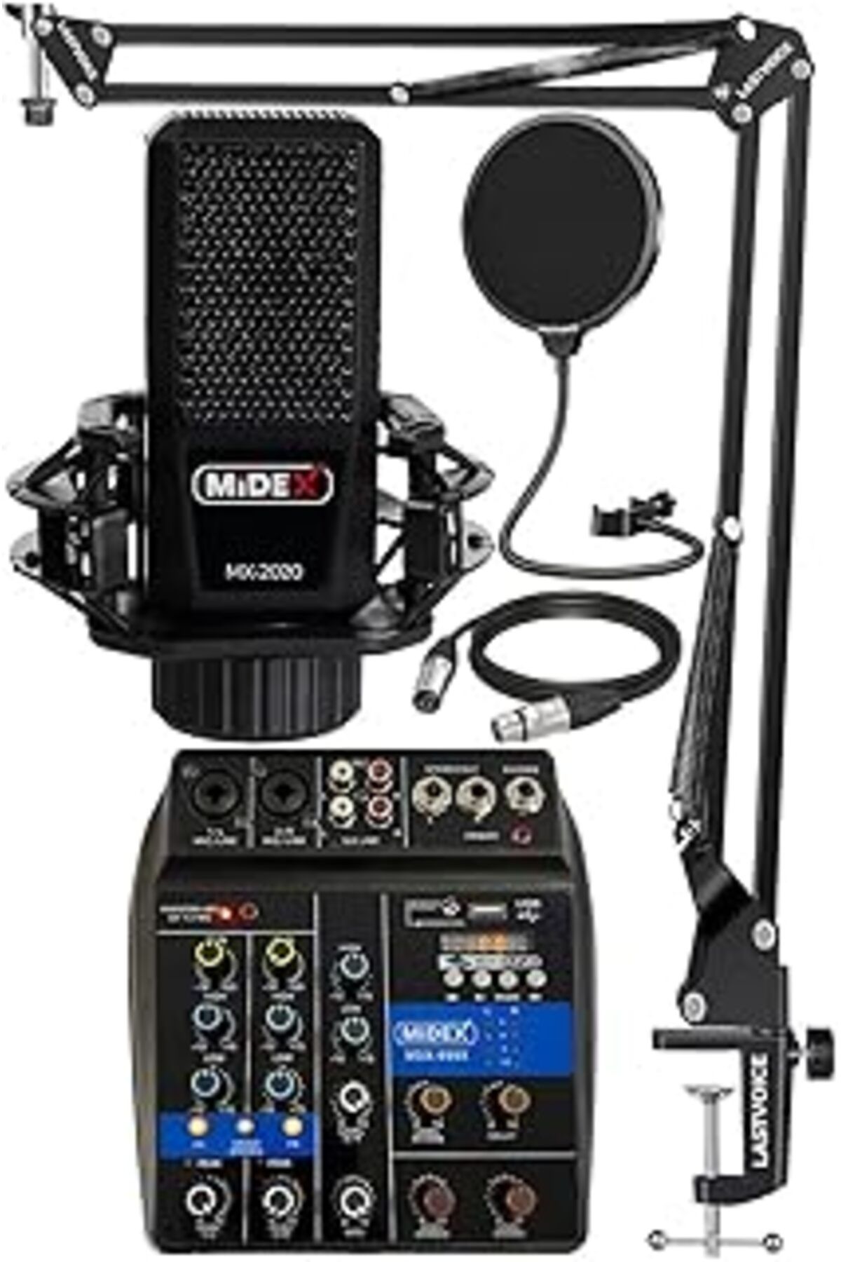 jupiter global bazaar Midex Mx-2020 Solo Mix Condenser Mikrofon Ve Kayıt Mixer Seti