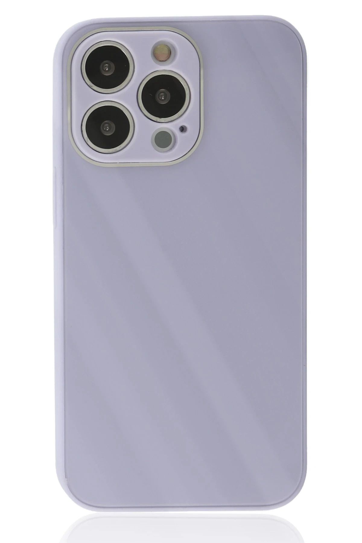 NewFace iPhone 14 Pro Max Kılıf Glass Kapak - Lila HNZRN