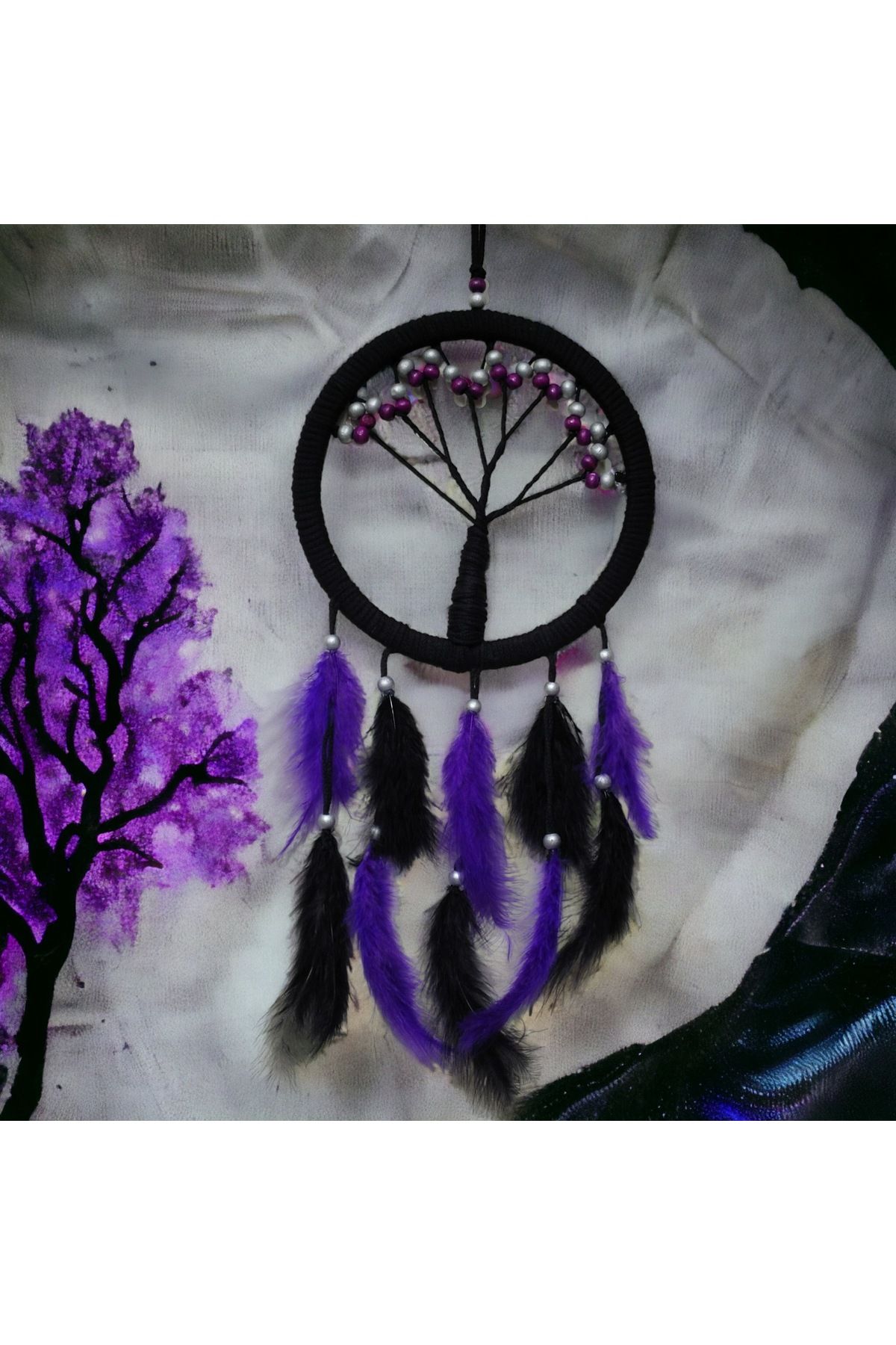 CHKK Mor İncili Hayat Ağacı Dream Catcher