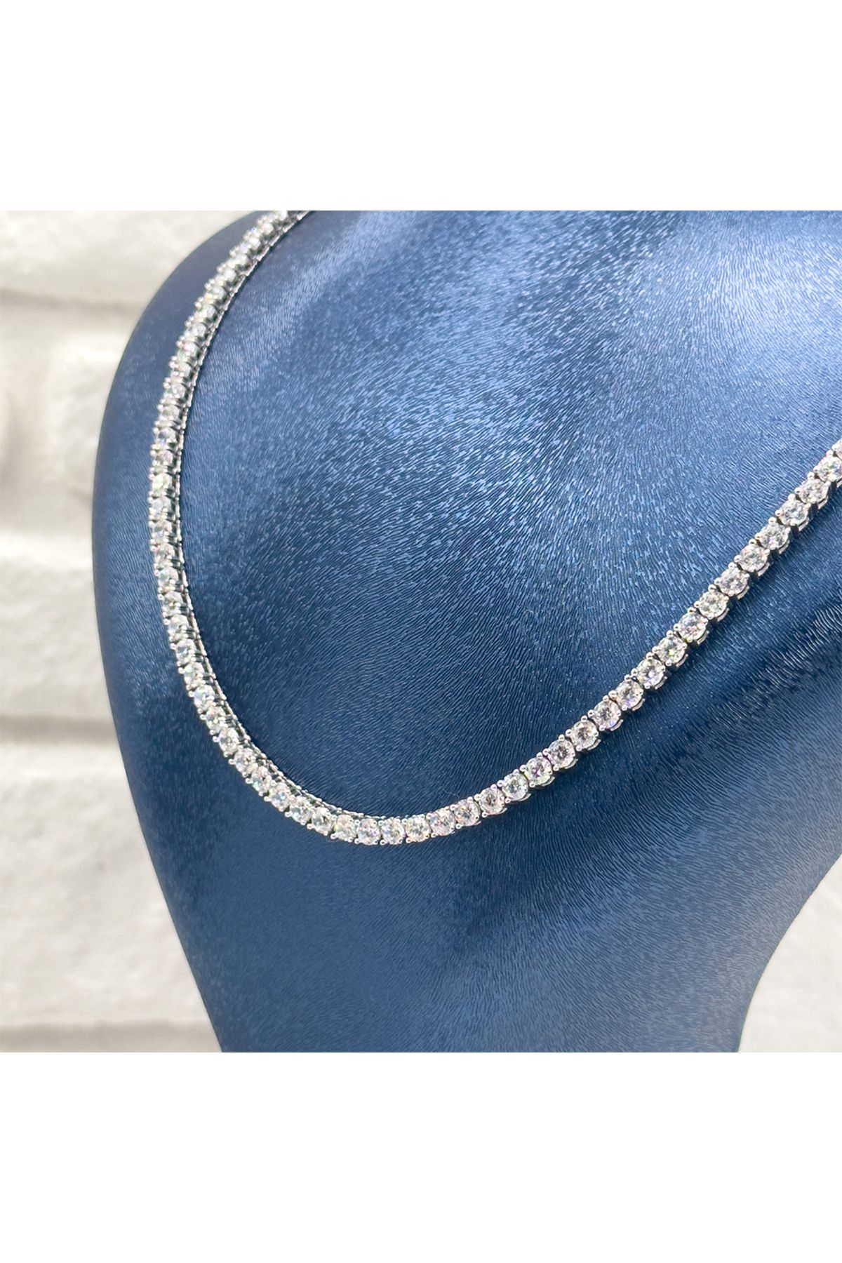 Livora Jewelry Su Yolu Pırlanta Montür Gümüş Gerdanlık - 3,5MM