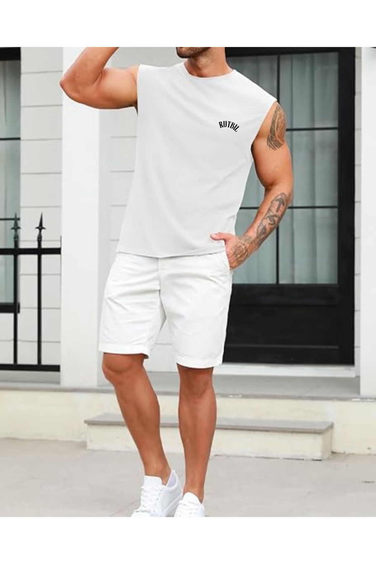 RUTBİL SPORTS SIFIR KOL BİSİKLET YAKA TANK TOP ATLET-FİTNESS ATLET- SPOR T-ŞORT-SPOR ATLET-GYM ATLET BOL KESİM