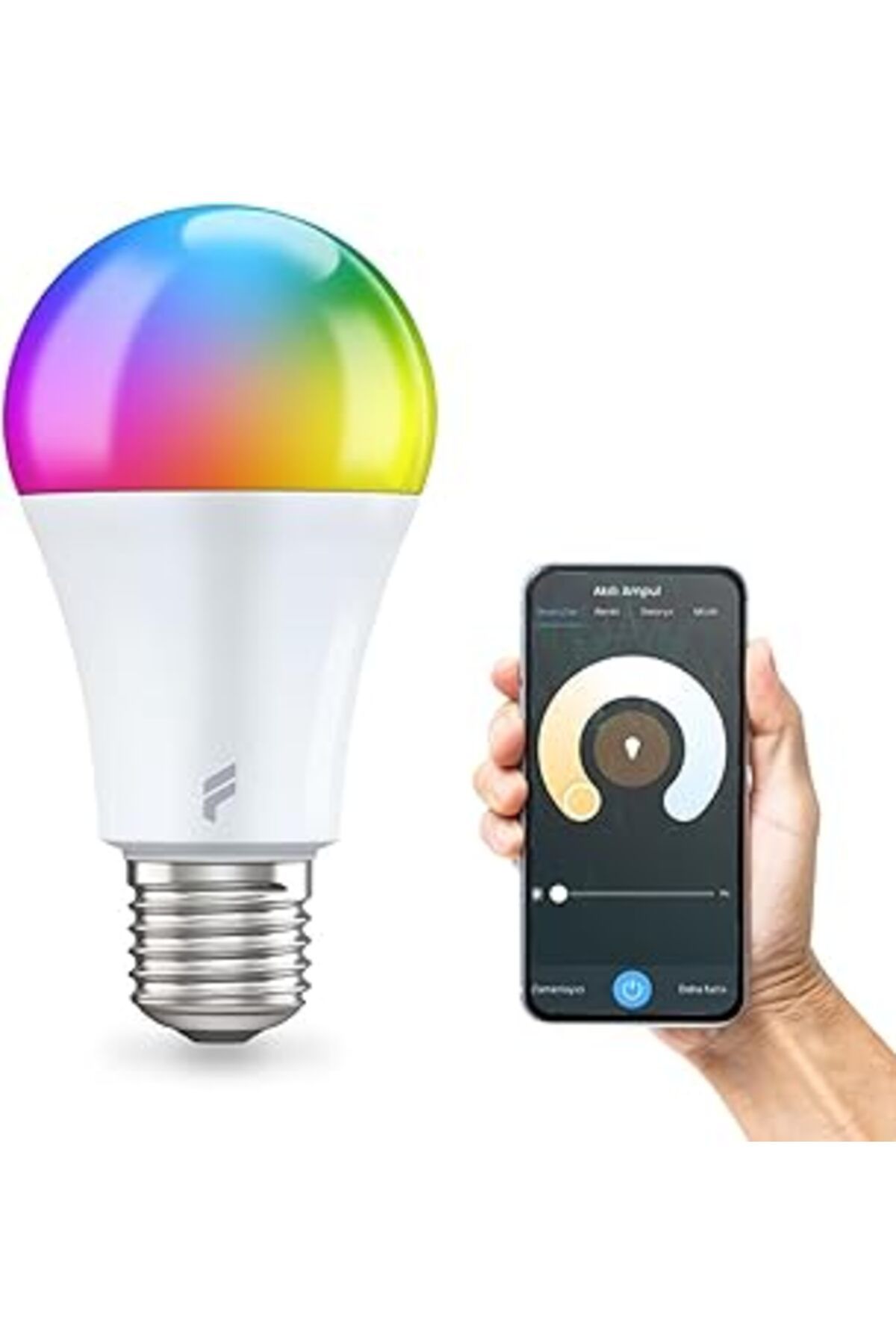 Mu Art Fonri Akıllı Led Ampul, 9W-Titreşimsiz, 16.7 Milyon Renk, Sesli Kontrol, 806'Lümen, Doğal Sarı Ve B
