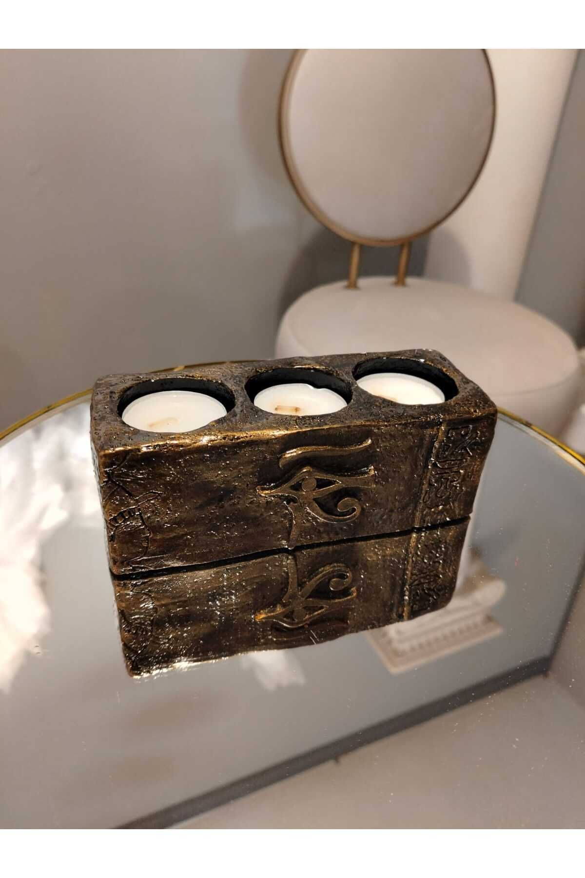 SBK Concept Antik Mısır Tealight Mumluk Horus'un Gözü Detaylı