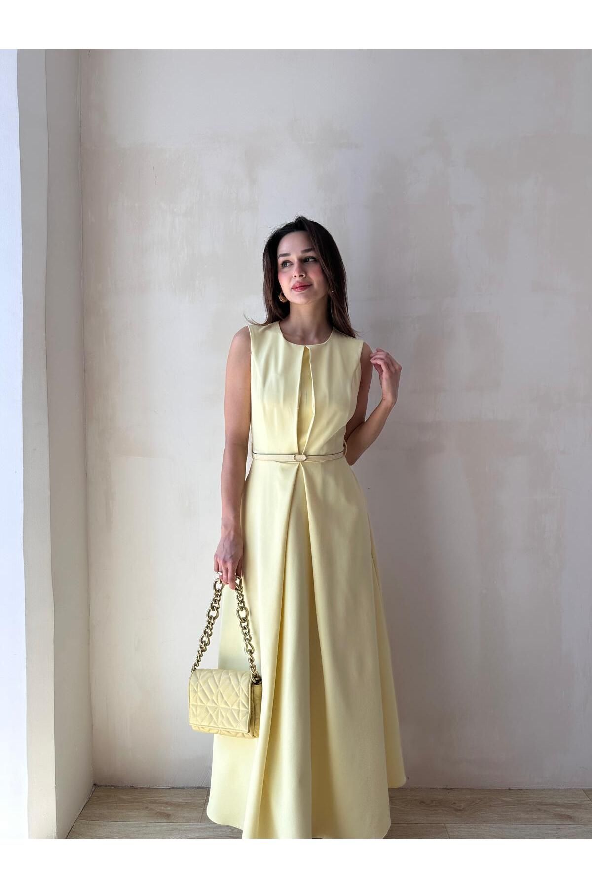 Mooi Butik ADMİRE Maxi Elbise 7430 - Sarı