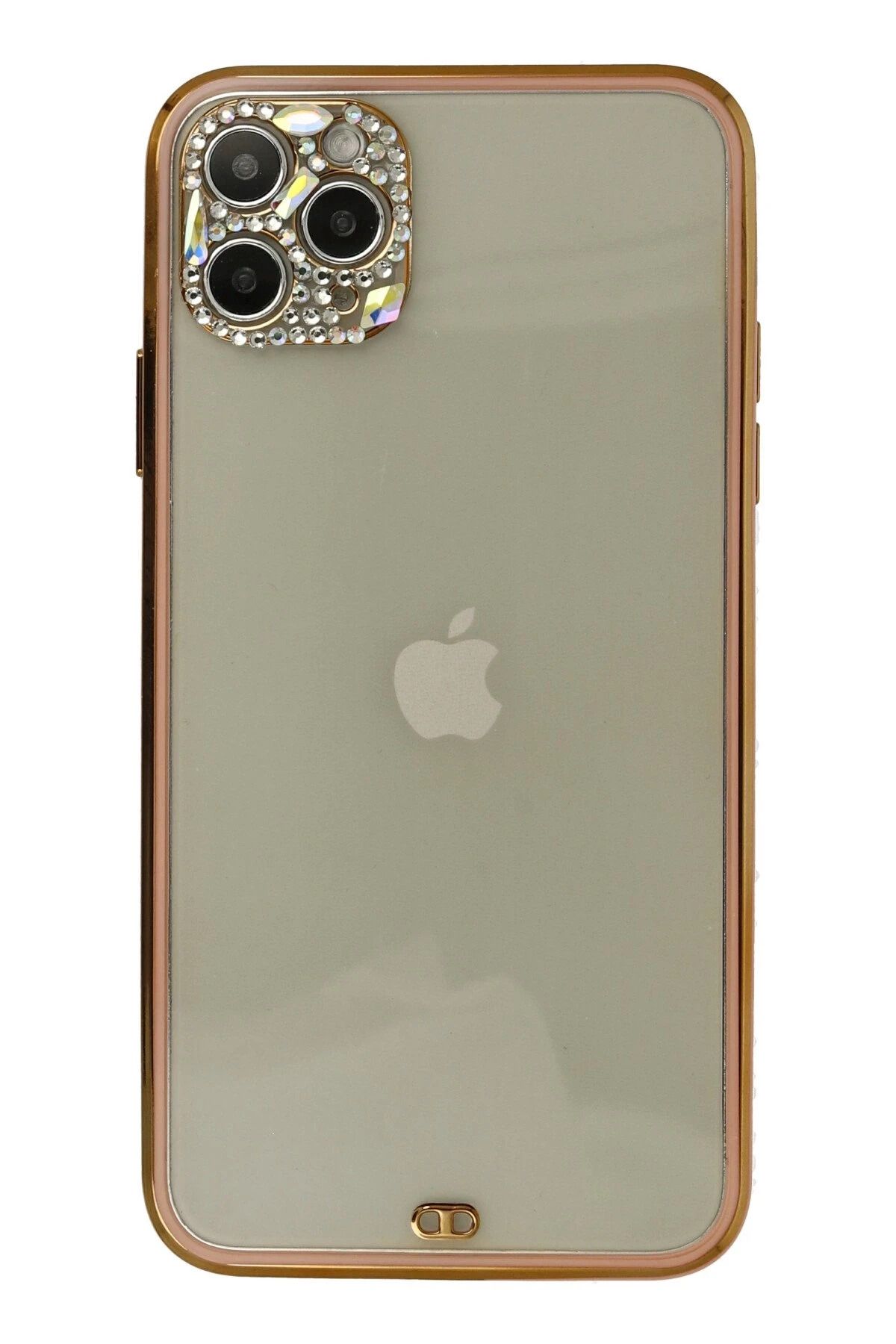 NewFace iPhone 11 Pro Kılıf Liva Taşlı Silikon - Pembe FLKRY