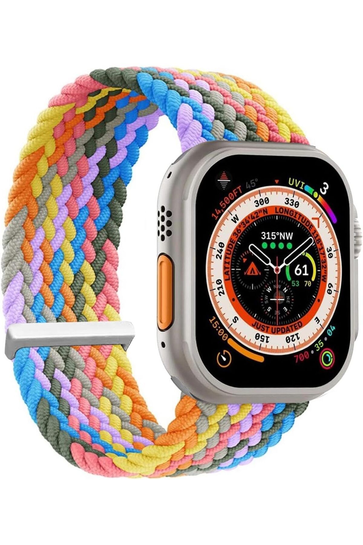 STOREMAX htpshopmx Watch Series 9 45mm için Kordon, (Large Size, 160mm) Knitted Fabric Single Loop Gökkuşa