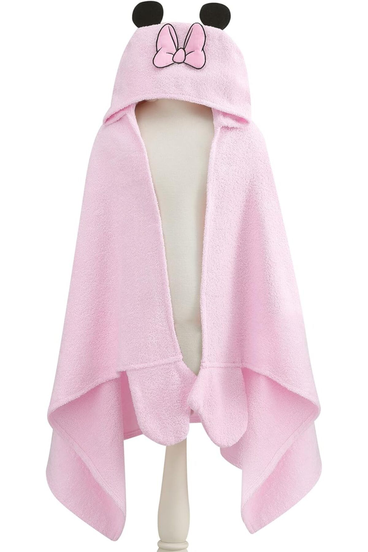 STOREMAX nffashopm Minnie Lisanslı Karakter Baskılı%100 Pamuk Bebek Havlu Panço, Pembe, 75x130 cm storest