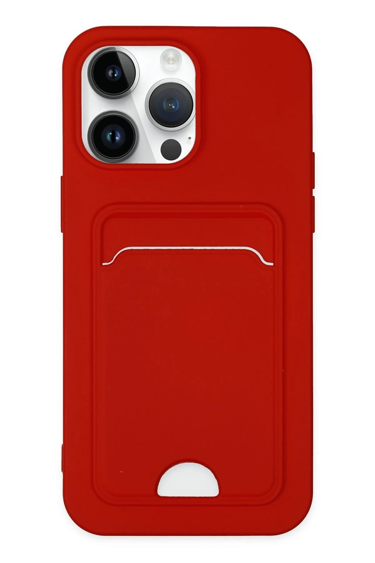 NewFace iPhone 14 Pro Kılıf Kelvin Kartvizitli Silikon - Kırmızı JOJUA