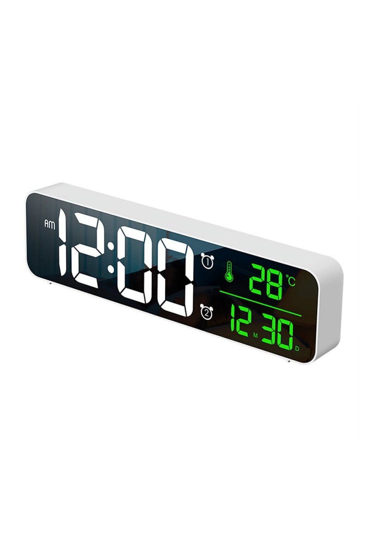 Alsamkapsam Led Hd Ekranlı Aynalı Elektronik Saat Sıcaklık Tarih Dijital Masa Saati