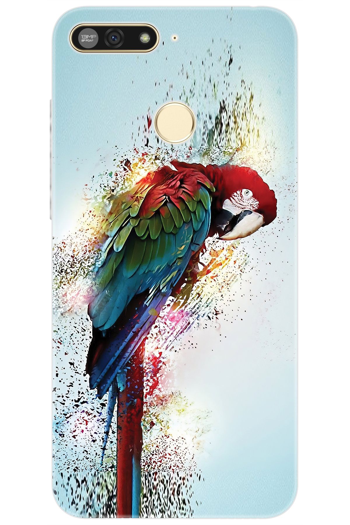 Ceppare Honor 7A (AUM-L29) Uyumlu Kılıf Desen Baskılı Silikon Papağan STK:562 CP-Hxc45rb