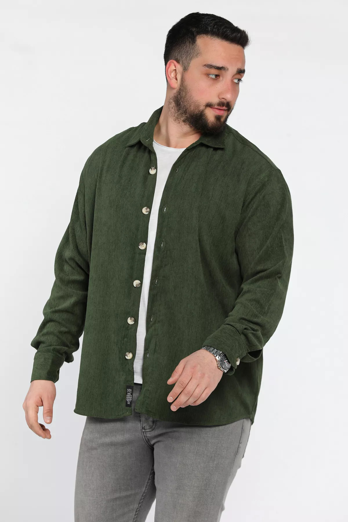 MİSHAR İTALİA-Koyuhaki Men's Long Sleeve Shirt 2