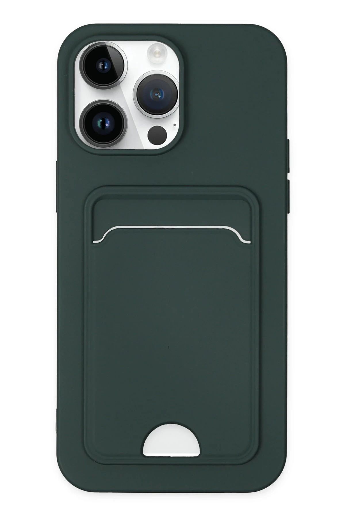 NewFace iPhone 14 Pro Kılıf Kelvin Kartvizitli Silikon - Koyu Yeşil JOJUA