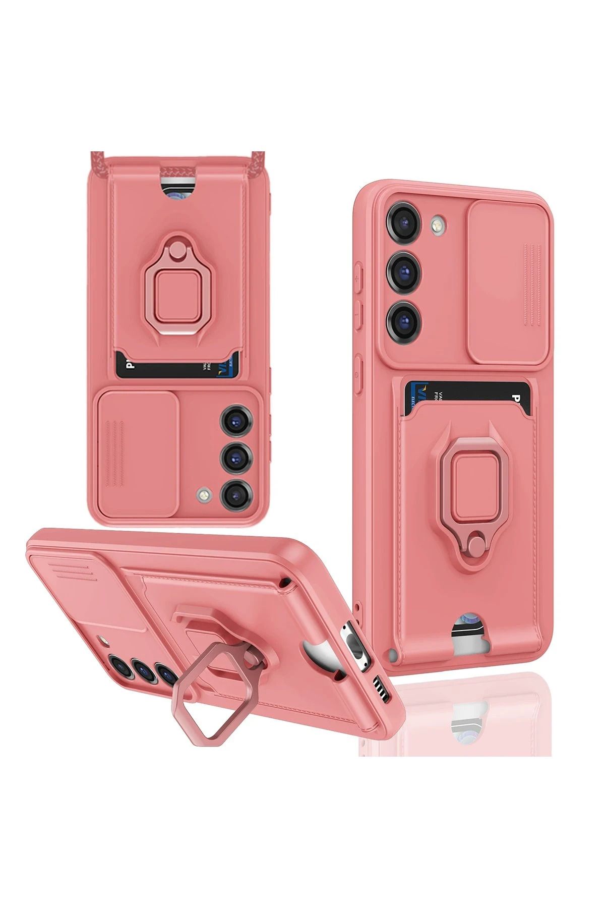 NewFace Samsung Galaxy M34 5G Kılıf Zuma Kartvizitli Yüzüklü Silikon - Pembe JOJUA
