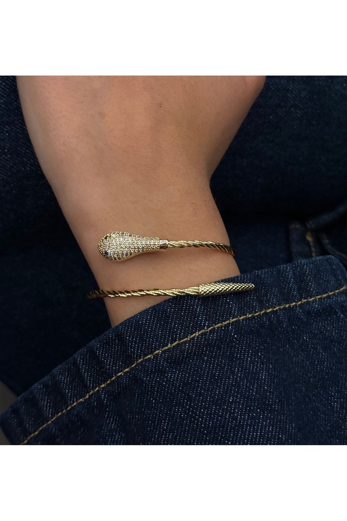 Passionis Jewelry ZİRKON TAŞLI YILAN BİLEKLİK AYARLANABİLİR