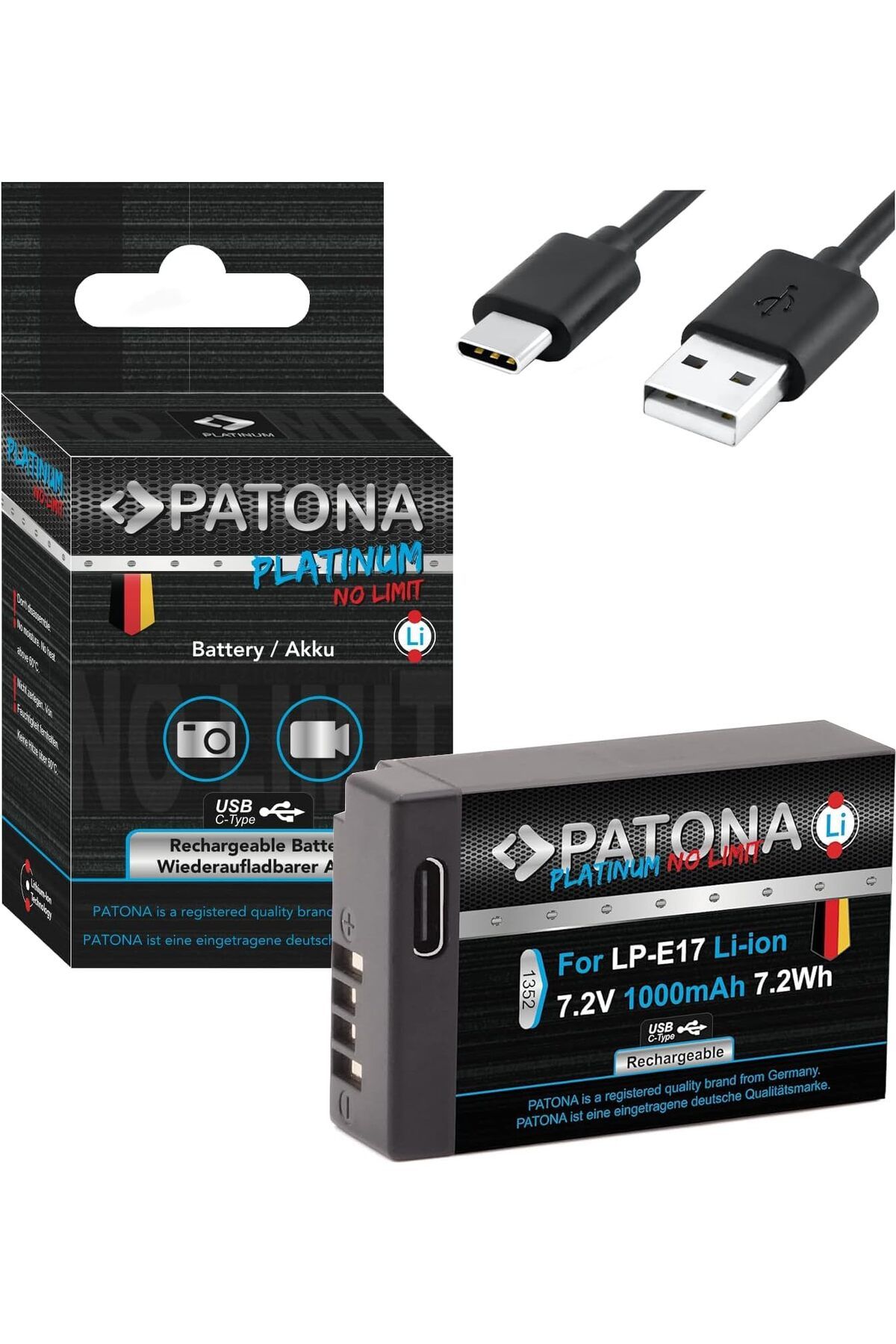 STOREMAX nffashopm Doğrudan USB girişli Platinum LP-E17 USB pil 1000 mAh - Canon EOS RP R10 77D 200D 250D -