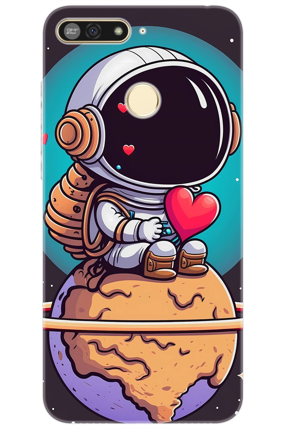 Ceppare Honor 7A (AUM-L29) Uyumlu Kılıf Desen Baskılı Silikon Astronot Serisi STK:1007 CP-DEUDgqS