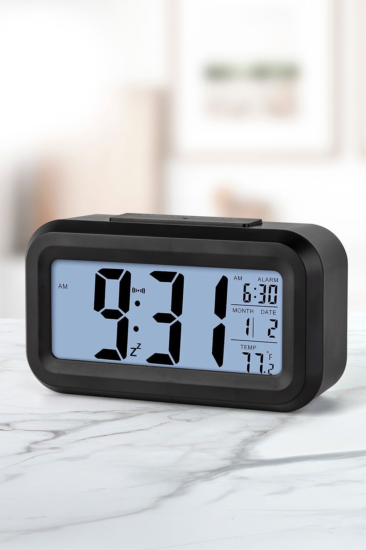 DECOLOVE Dijital Saat - LCD Zaman Göstergeli / Siyah