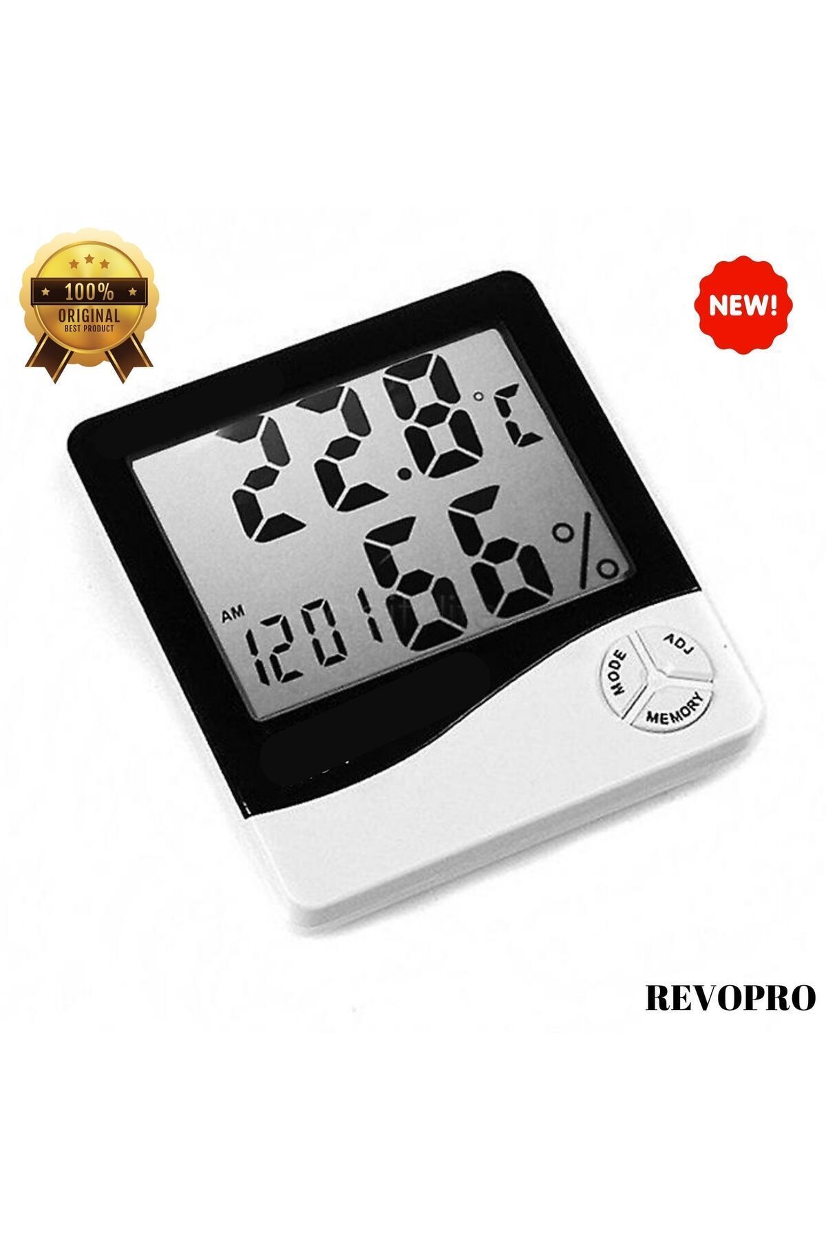 REVOPRO Dijital Termometre Sıcaklık Ve Nem Ölçer Masa Saati Alarm RVP-010223