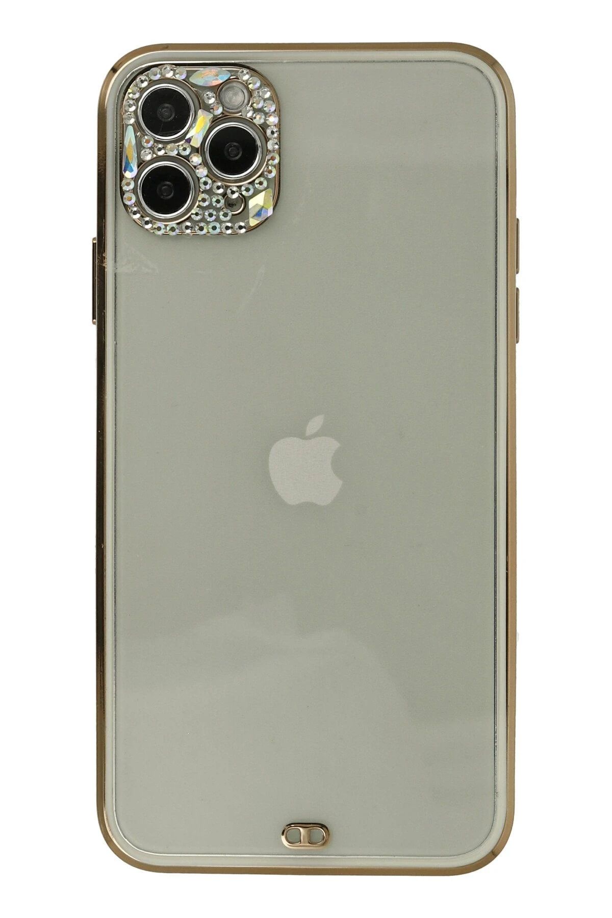 NewFace iPhone 11 Pro Kılıf Liva Taşlı Silikon - Beyaz NRMSA