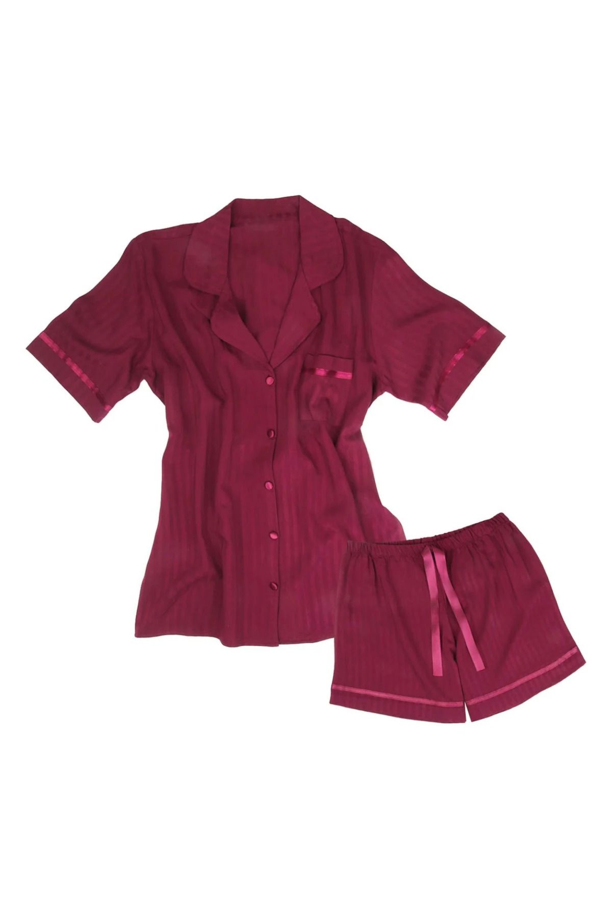 ZENCHES kadın kısa kollu şortlu rahat günlük şık pijama takımı