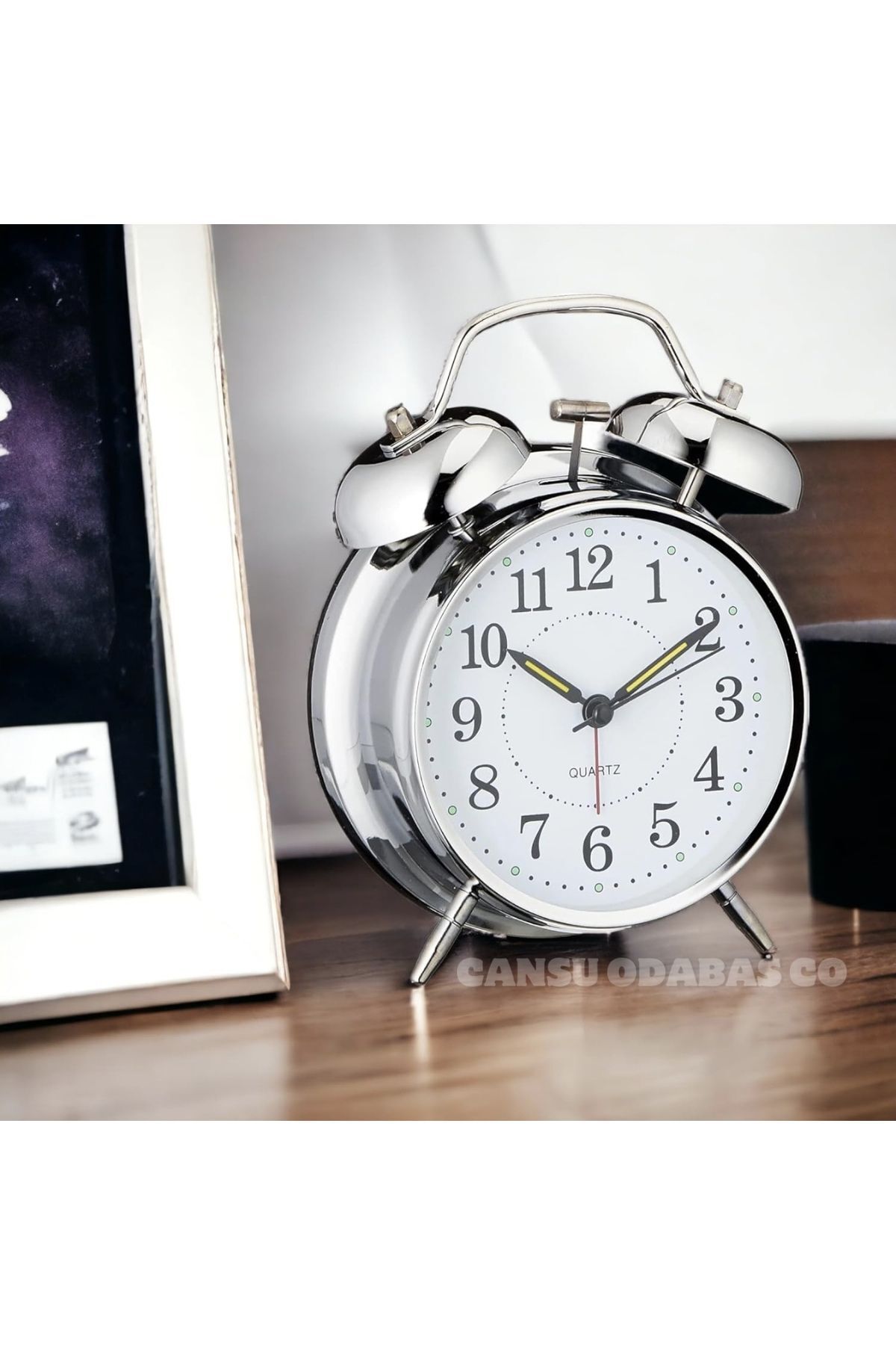 nilss 2021 Alarm Analog kuvars çalar saat, metal krom renkli, retro çanlı çalar saat, çift zil