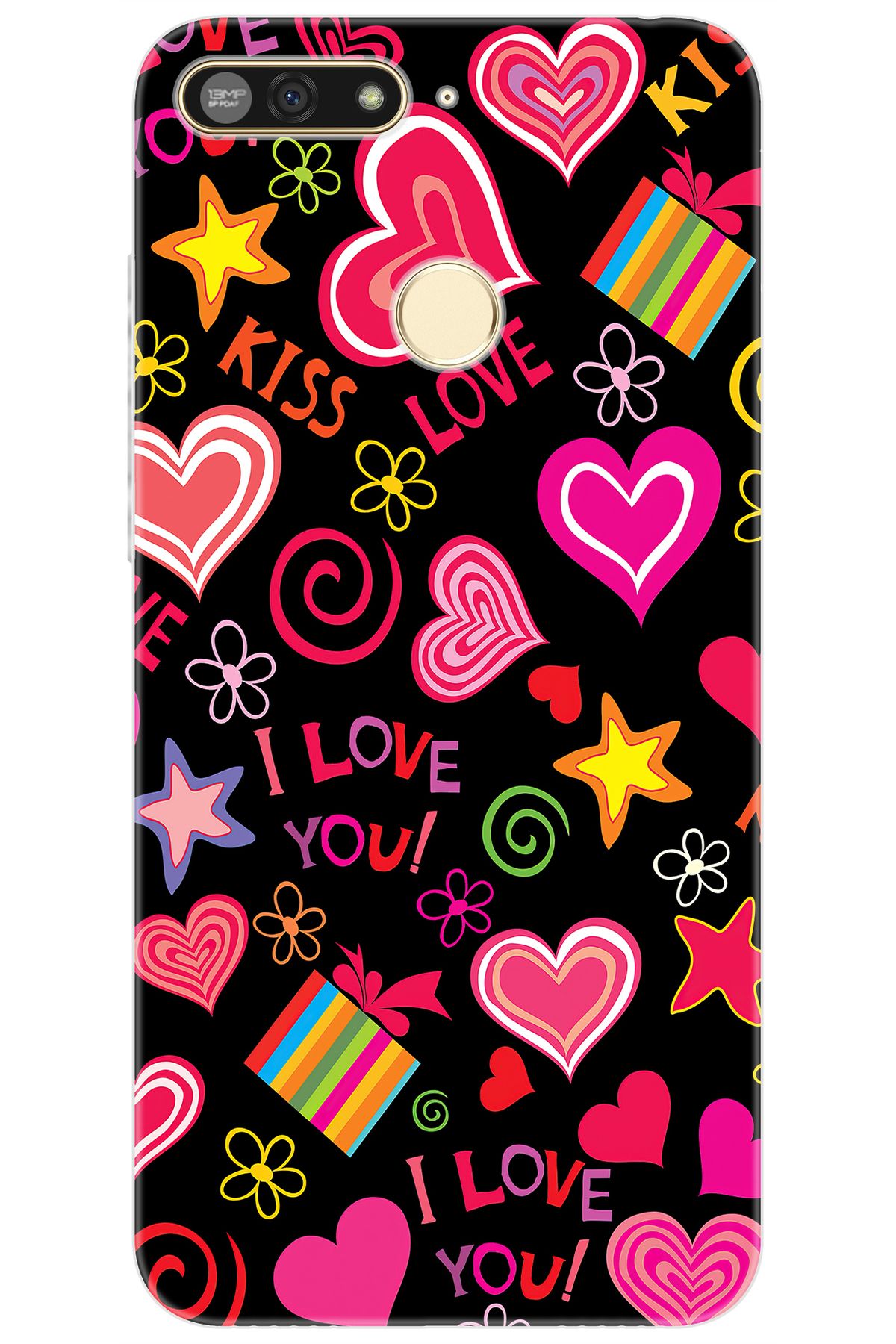 Ceppare Honor 7A (AUM-L29) Uyumlu Kılıf Desen Baskılı Silikon Kıss Love STK:265 CP-8moCfpS