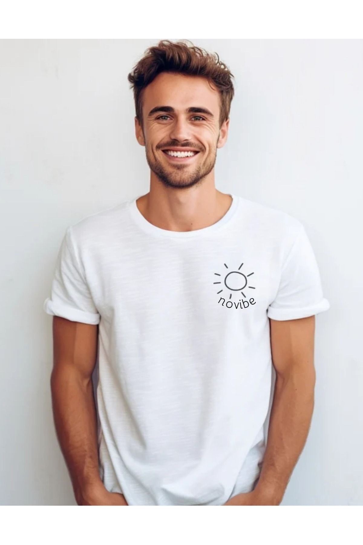 AMMA Unisex NoVibe Baskılı Oversize %100 Pamuk T-shirt