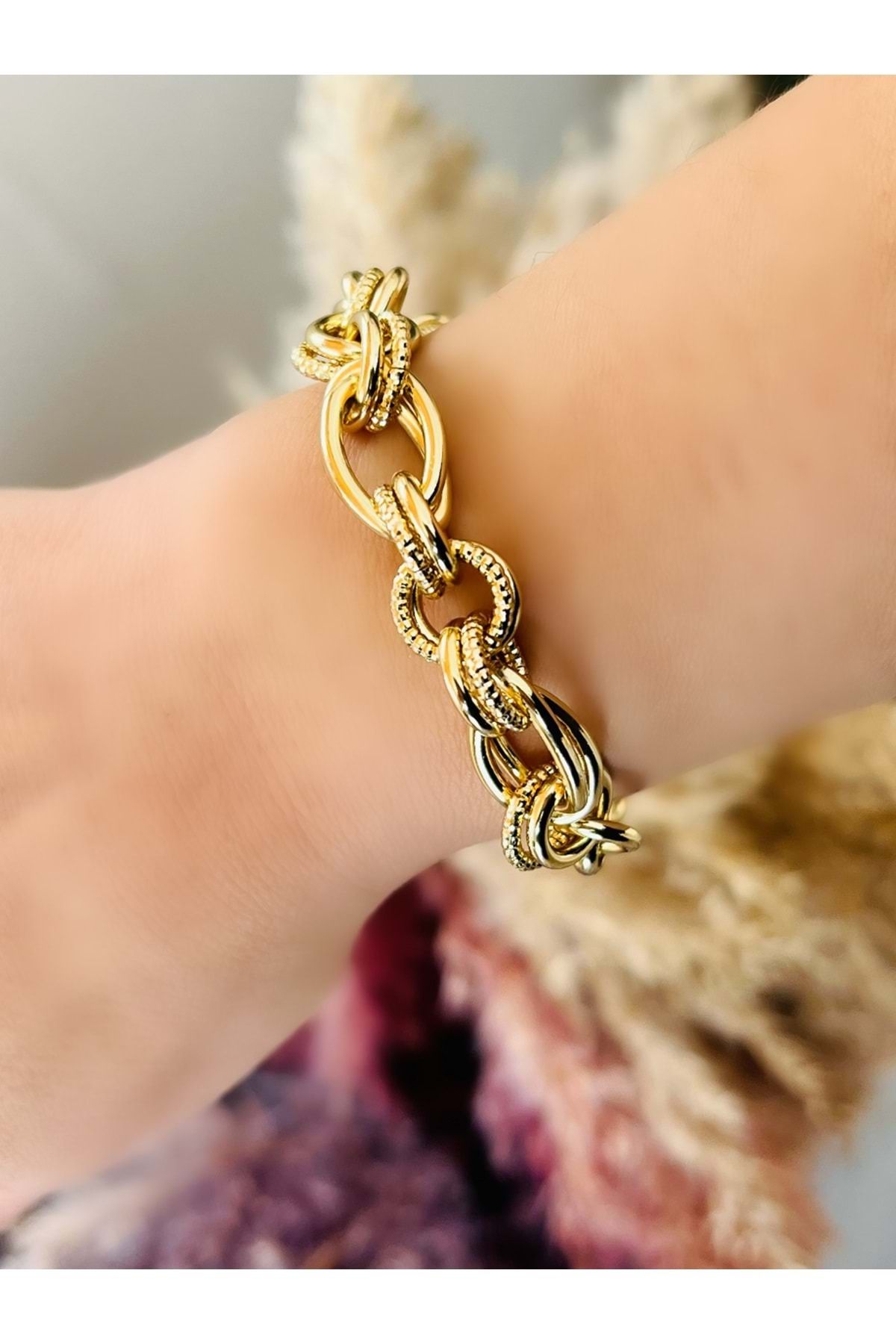 ACAR TAKI XUPING İÇ İÇE GEÇMELİ ZİNCİR BİLEKLİK 18+3 CM-14K GOLD ACR4192