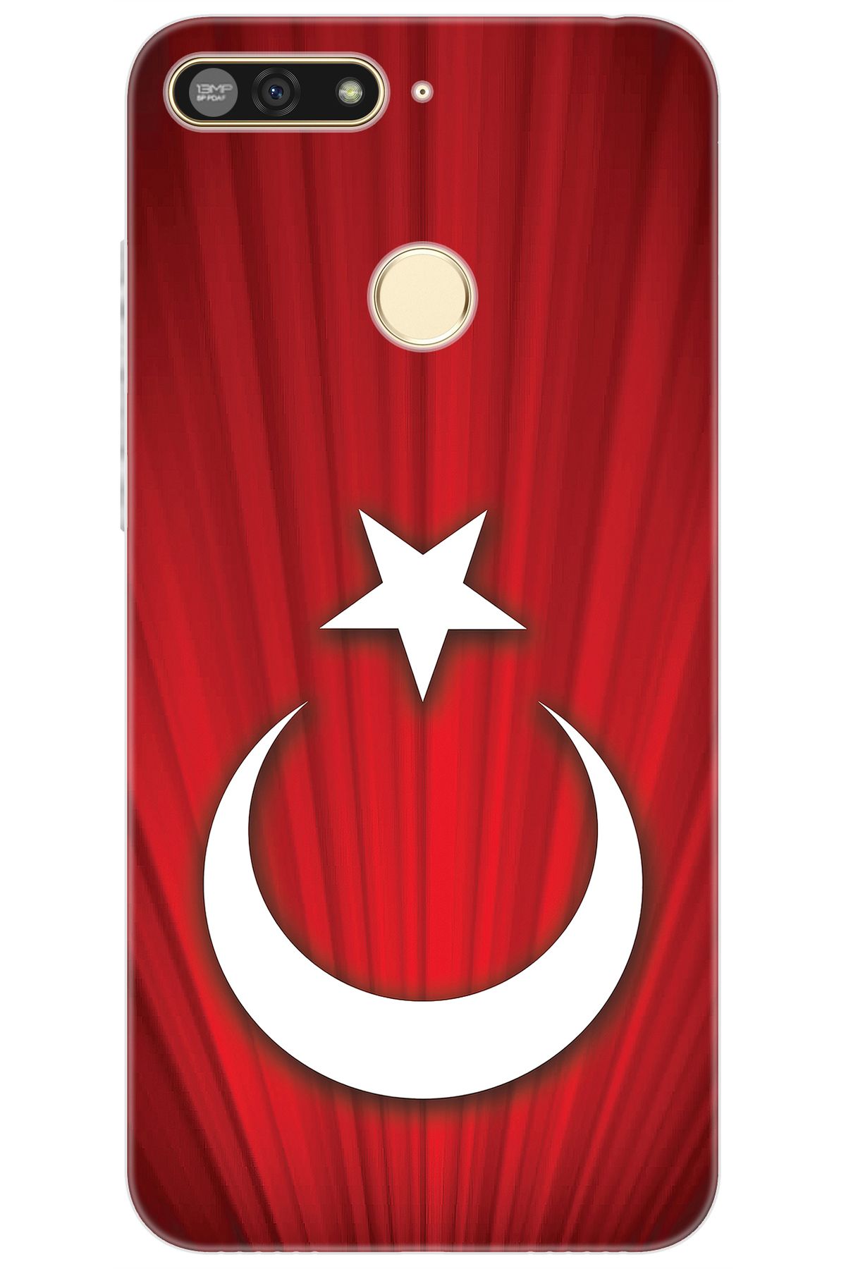 Ceppare Honor 7A (AUM-L29) Uyumlu Kılıf Desen Baskılı Silikon Türk Bayrağı Tasarım STK:382 CP-xo7bv4F