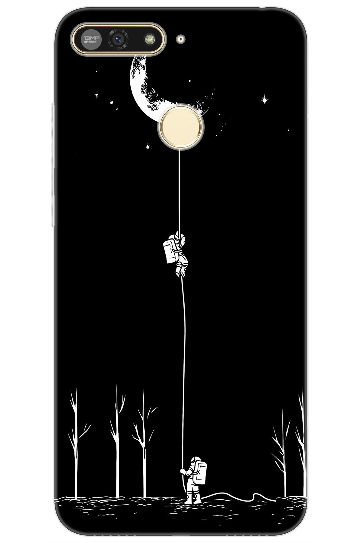 Ceppare Honor 7A (AUM-L29) Uyumlu Kılıf Desen Baskılı Silikon Astronot Serisi STK:1006 CP-iXTu8wK