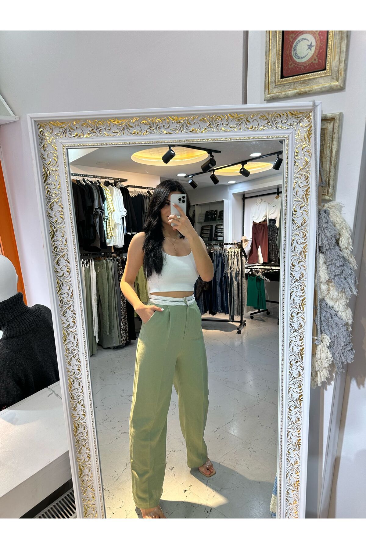 MİEL LORE BOUTIQUE KETEN HAKİ PANTOLON