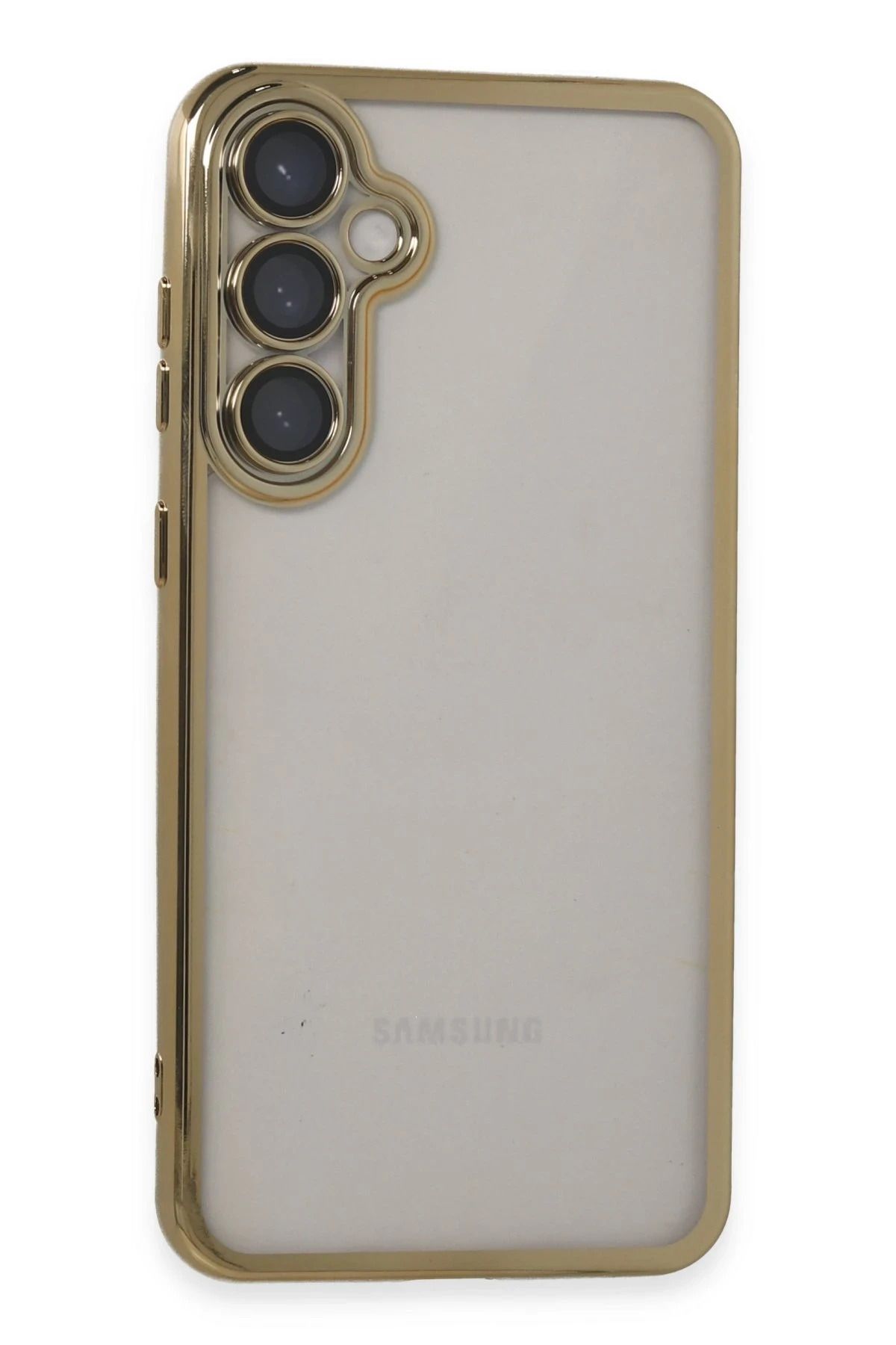 NewFace Samsung Galaxy S23 FE Kılıf Lensli Silikon - Gold NRMSA
