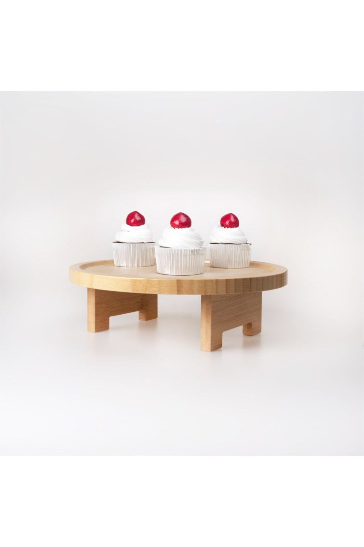 Hinora Bambu Ayaklı Yuvarlak Sunumluk Orta Boy 24x7,5cm TEKLİ