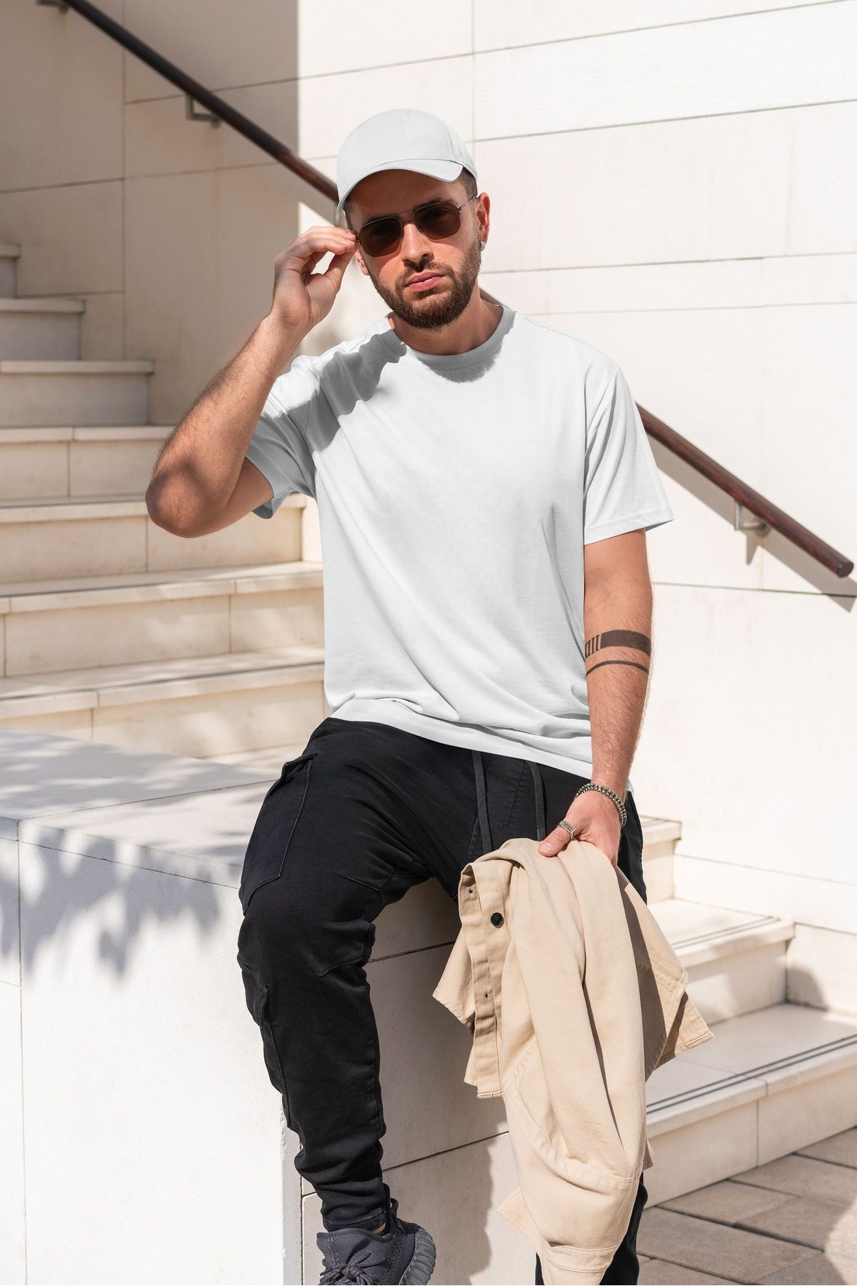 SephNest Oversize Pamuklu Düz Beyaz T-shirt