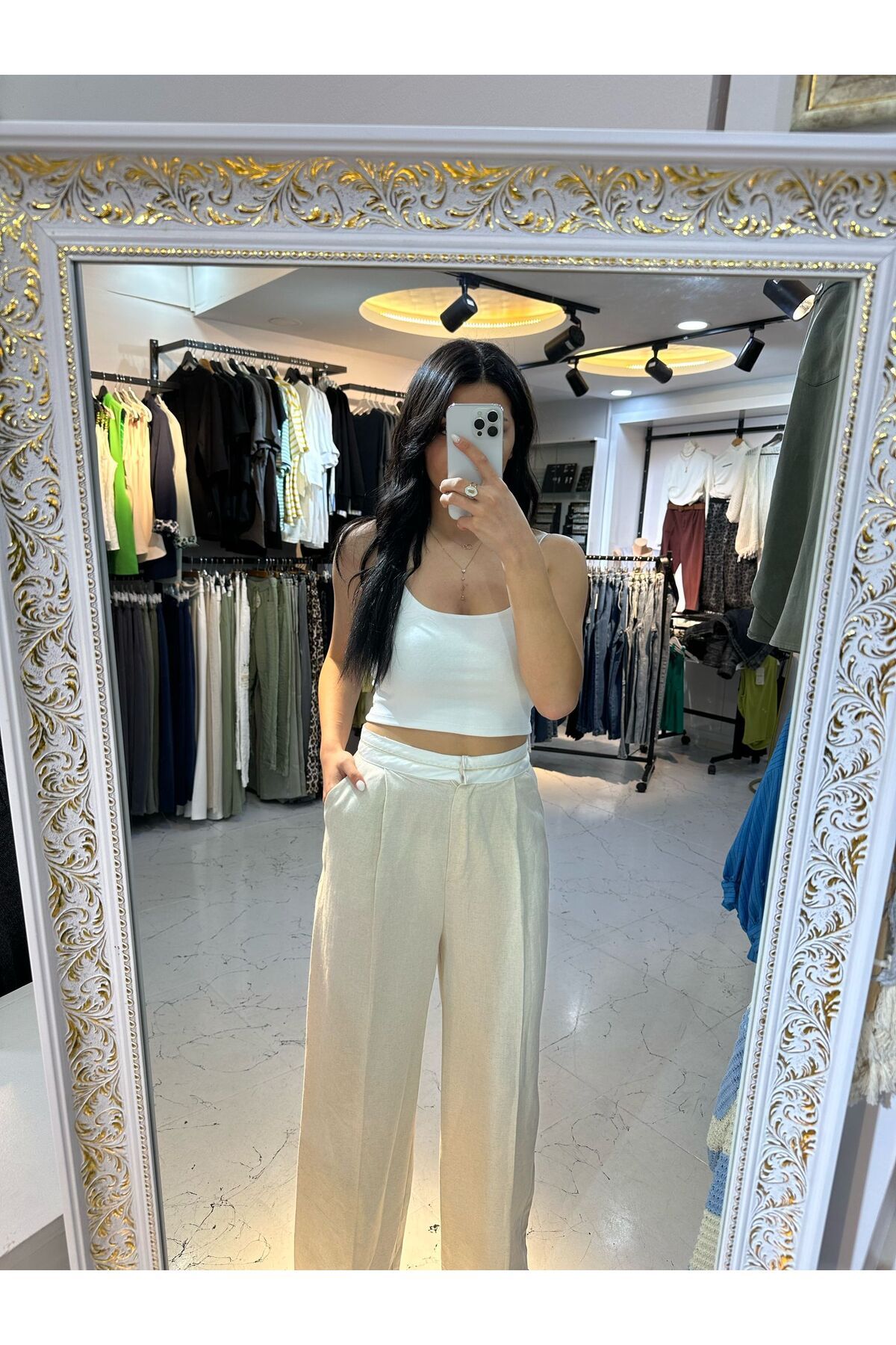 MİEL LORE BOUTIQUE KEMERLİ KETEN PANTOLON