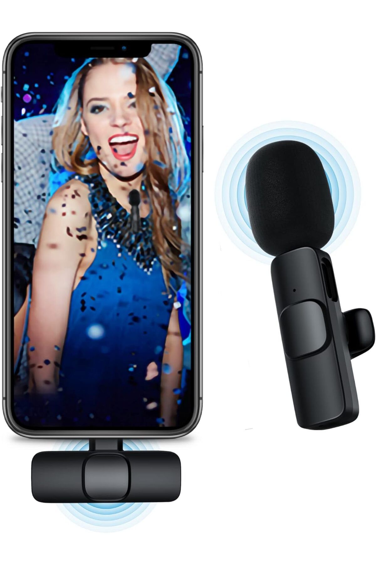 STOREMAX nffashopm iPhone ile Uyumlu Kablosuz Yaka Mikrofon, Telefon Video Kaydı için Yaka Klipsli Mikrofon