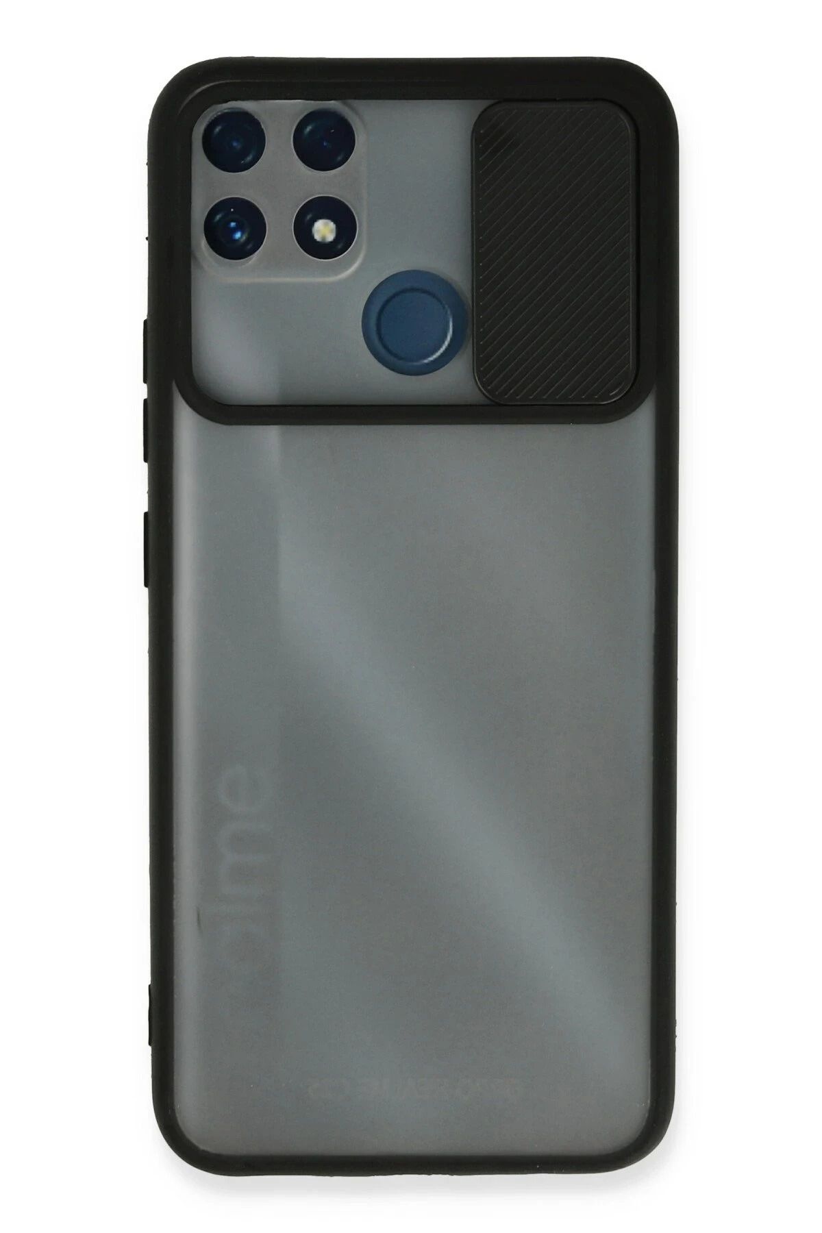 NewFace Realme C25 Kılıf Palm Buzlu Kamera Sürgülü Silikon - Siyah NRMSA