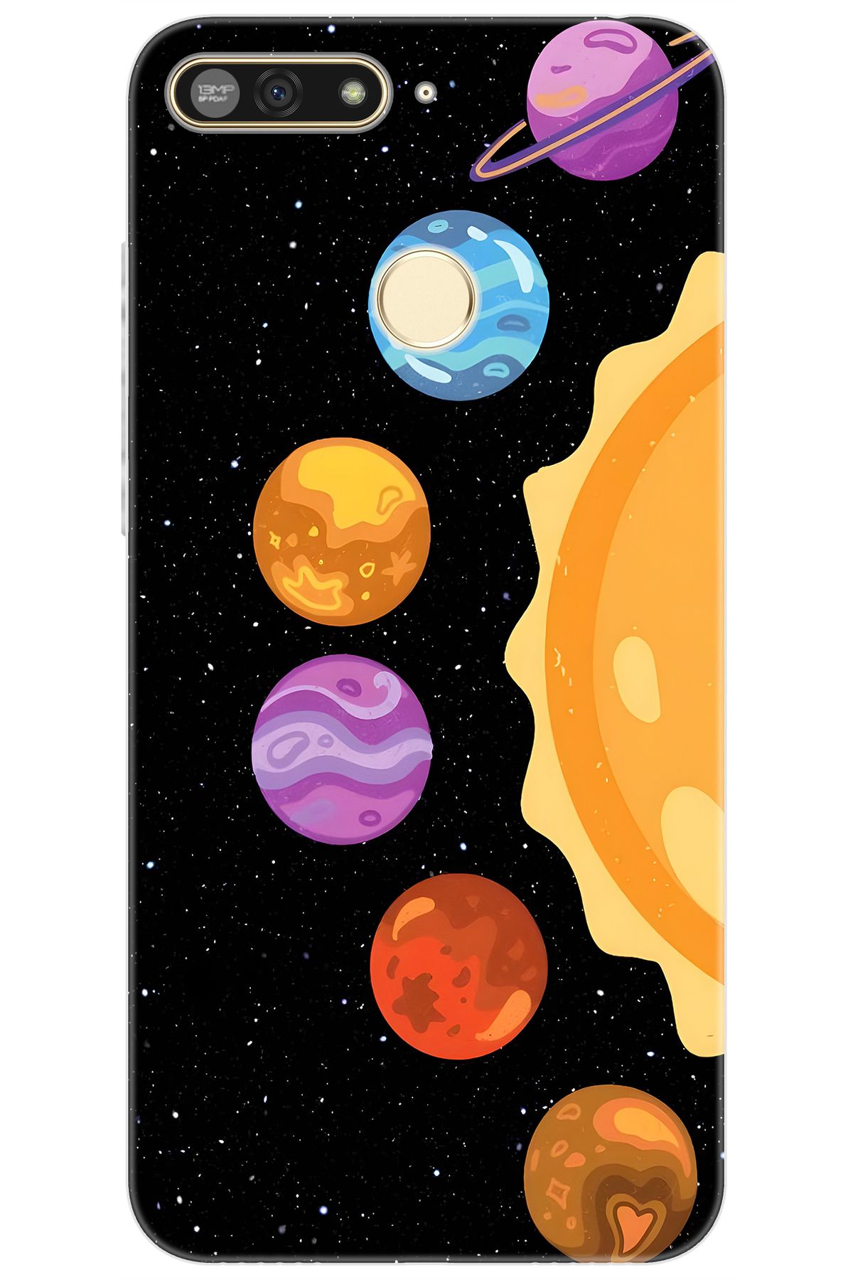 Ceppare Honor 7A (AUM-L29) Uyumlu Kılıf Desen Baskılı Silikon Gezegenler Tasarım STK:685 CP-NDf3zrn
