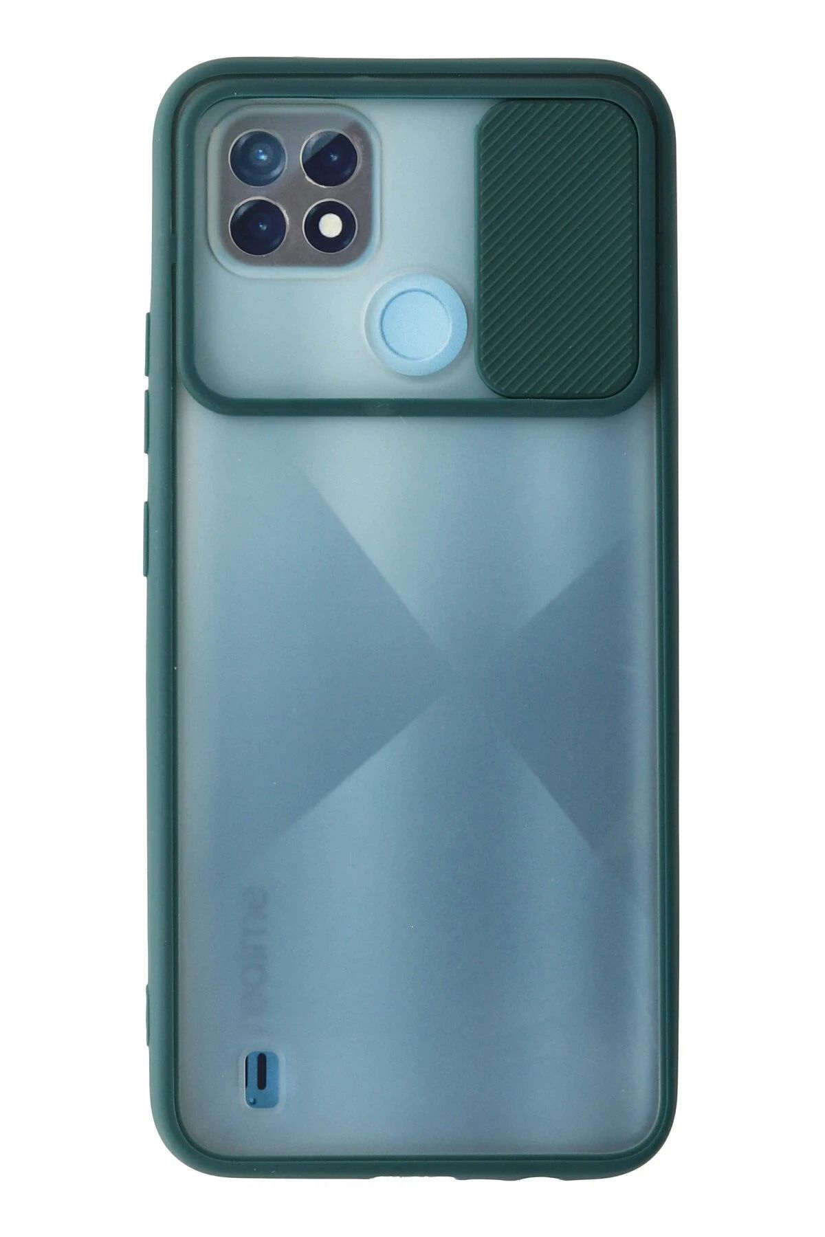 NewFace Realme C21 Kılıf Palm Buzlu Kamera Sürgülü Silikon - Yeşil JOJUA
