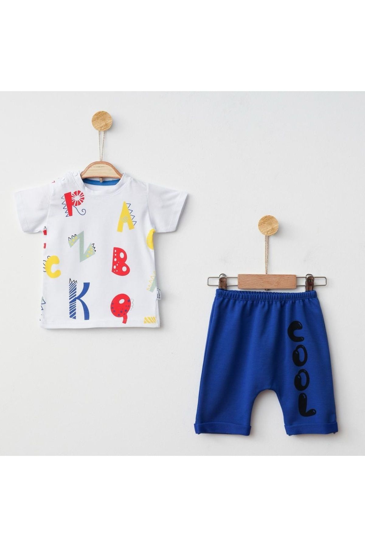 mini sempatik Erkek Bebek Tshirt Şort Takım Baskılı Tişört Şort 2'li T-shirt Şort Takım